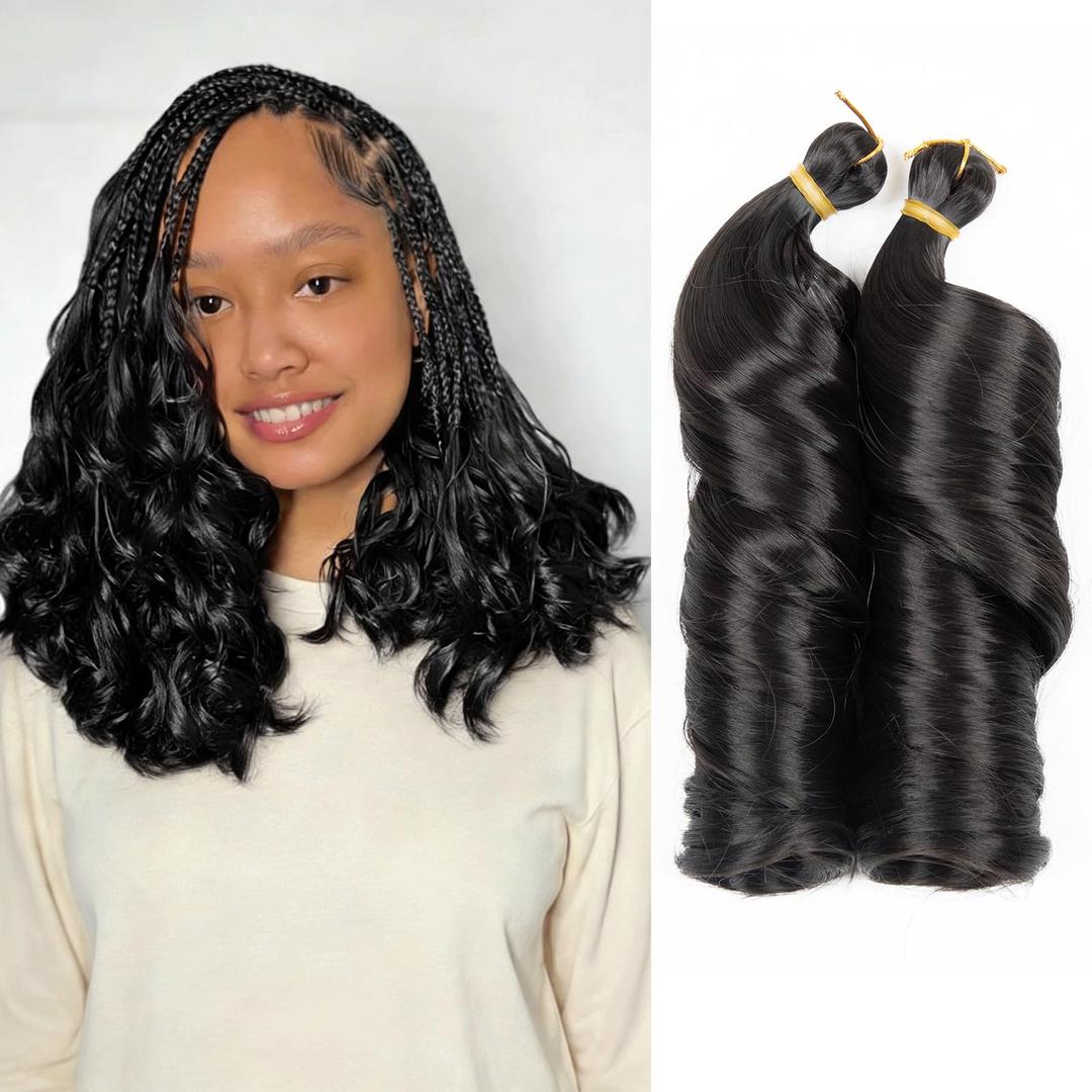 French Curly Braiding Hair 12 Inch Knotless French Curls Braids Pre-stretched Bouncy Loose Wave Spiral Curly Ends Soft as Human Hair Wavy French Curl Braiding Hair Extensions for Box Braids and Twists