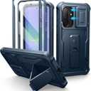 Dexnor for Samsung Galaxy A36-5G Case, [2 Front Frame] [Built-in Magnetic Slide Camera Cover & Kickstand] Heavy Duty Protection Shockproof Phone Case with Screen Protector, 6.7 inch Navy Blue