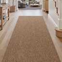 DEXI Hallway Runner Rug 3.3x6.7, Woven Braided Farmhouse Runner Carpet Indoor, Absorbent Thin Long Entryway Runners for Kitchen, Laundry Room, Patio Entrance, Brown