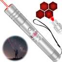 [Professional] Rechargeable Red Beam Flashlight Long Distance Range for TV/LED/LCD Screens Tactical Flashlights Presentation Office/Outdoors/Astronomic/Construction-Sliver Shell [001]