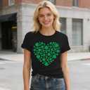 St.Patrick Day Lucky Shirt for Kids-Irish Girls Shamrock Tee Tops Boys Toddler Clover Short Sleeve (Black, S)