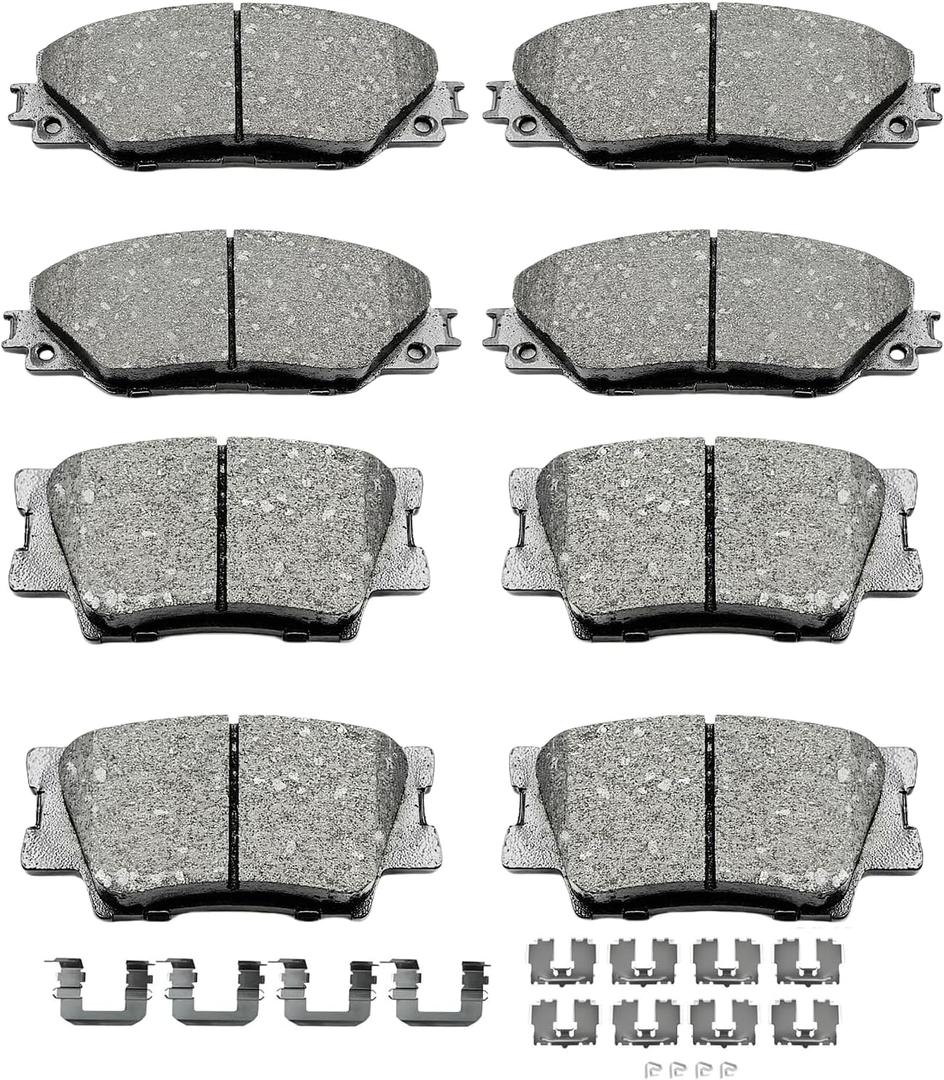 D1211 D1212 8pcs Ceramic Front Rear Brake Pads With Clips Fit For 2009-2010 For Pontiac Vibe,2009-2013 For Toyota Matrix,2006-2018 For Toyota RAV4