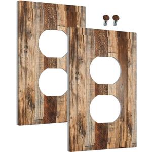 Decorative Outlet Covers Vintage Yellow Brown boards Tan Wood Plank 1 Gang Wall Plate Cover Receptacle Duplex Light Switch Cover Plate Single Dual Plug Covers Electrical Switchplate2Pack