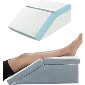 FSCGIFE Adjustable Leg Elevation Pillows for After Surgery, Swelling, Cooling Gel Memory Foam Wedge Pillows for Sciatica Back Knee Hip Ankles Pain Relief, Leg Pillows for Sleeping, Blood Circulation (24"*21"*8", Grey)
