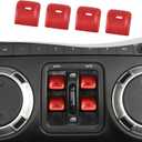 Aluminium Center Console Window Switch Button Cover Fit for 2012-2018 Jeep Wrangler JK JKU Interior Accessories(Red)
