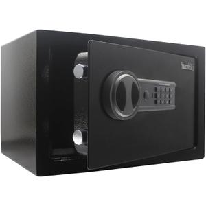 Yuanshikj 0.77 cu ft Home Safe with Electronic Keypad, Steel Security Safe Box for Cash Jewelry Documents, Emergency Power Input, for Dorm Apartment Hotel (13.78" W x 9.84" D x 9.84" H, Black)