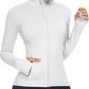 QUEENIEKE Women's Full Zip Athletic Jackets Running Workout Track Jacket Scrub Bbl Gym Yoga Sport Tight Tops (white)