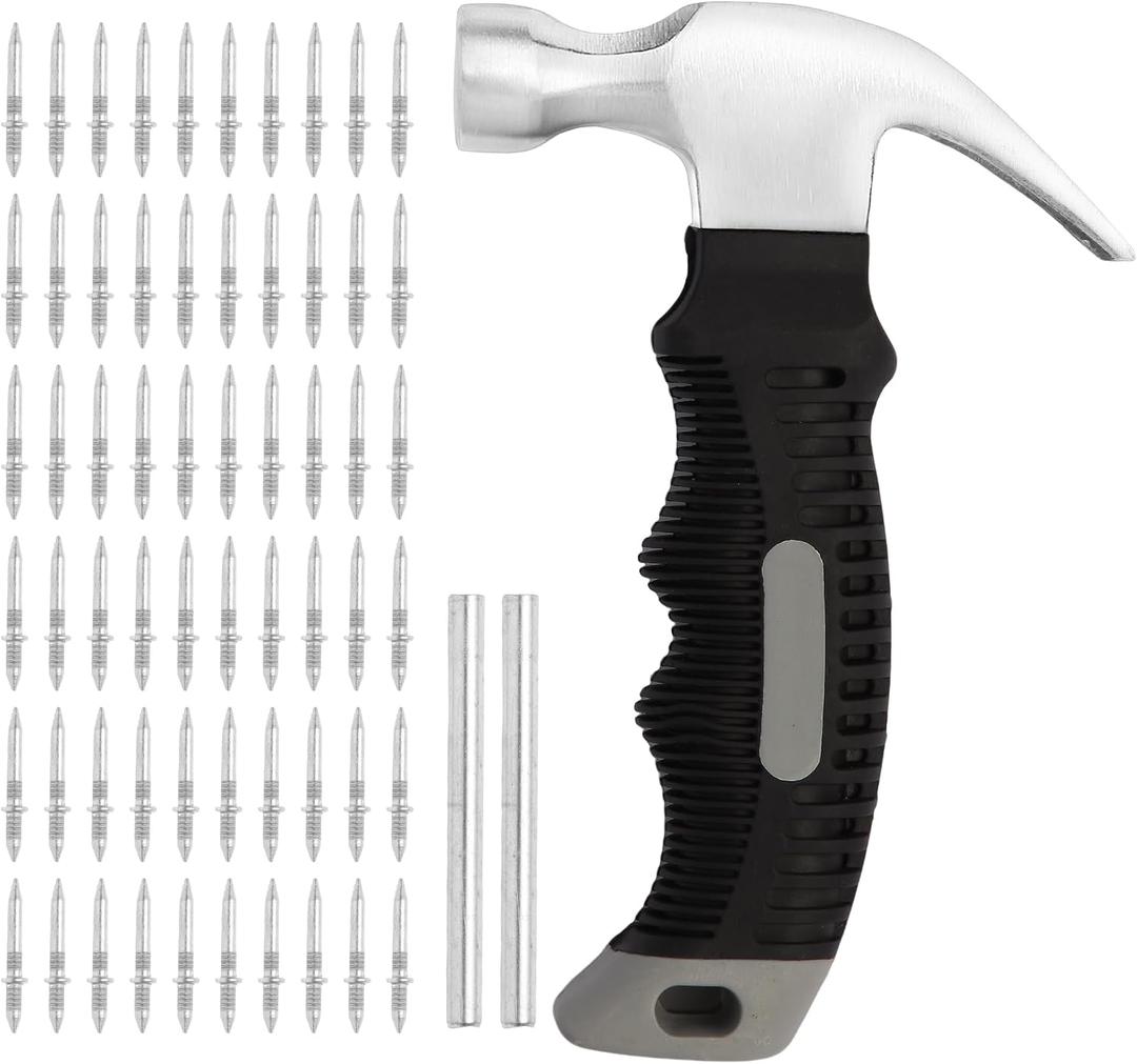2 x 200 Pcs Hardware Nails Double Head Skirting Nails with Mini Claw Hammer Set with 4 Tools - Invisible Seamless Baseboard Screws for Solid Wood Trim, Double-Sided Installation