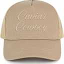 Western Trucker Hat Cowboy Cowgirl Outfits Country Music Festival Hats for Men Women (Beige)
