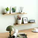 Floating Shelves for Wall Decor, Long Wall Mounted Storage Shelf for Bedroom, Living Room, Bathroom, Kitchen, Nursery, Display Picture Ledge Shelf with Lip Set of 2-24 Inches, Oak, 23.6in