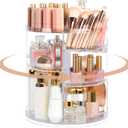 Boxalls Makeup Organizer Rotating Large Capacity, 360 Makeup Carousel with Brush Compartment, Clear Skincare Cosmetic Spinning Organizer with 7 Layers for Countertop Vanity Bathroom Bedroom