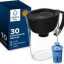 Brita Large 10-Cup Elite Water Filter Pitcher, WQA NSF/ANSI Certified, Reduces 99% of Lead, Microplastics, & 30 Contaminants, BPA-Free, Removes Chlorine Taste & Odor, 1 Elite Filter, Black