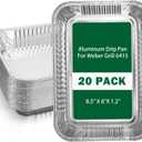 Grill Drip Pans Compatible Weber 6415-20 Pack Grill Accessories for Weber Spirit, Genesis, Traveler, Q Series, Disposable Aluminum Foil Pans Grease Tray Liners 8.5" X 6"