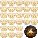 30 Pcs Tea Light Candle Holders - Crystal Votive Candle Holders Tealight Jewel Bowl Stands Decorative Centerpiece for Wedding Party Home Table Decor (Gold)