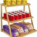 3-Tier Candy Display Rack, Upgraded Metal Snack Rack Display Stand, Snack Organizer for Countertop, Kitchen and Stores (Gold)