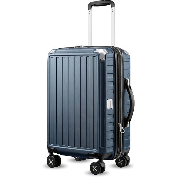 LUGGEX Carry On Luggage 22x14x9 Airline Approved, PC Expandable Hard Shell Suitcases with Spinner Wheels, 20 Inch, Blue