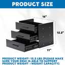 Menkxi 16 inch Under Desk Drawer Storage Pull out Storage Organizer Mounted Metal Sliding Hidden Under Counter Drawer Vertically Stacked for Office Sit Stand Workstation(Black,3 Layer)