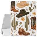 VibrantFruitique Retro Western Cowboy Case for iPad Air 11" M4/ M3/ M2 (2026/ 2025/ 2024), iPad Air 5th/ 4th Gen 10.9" Cactus Cacti Case, Pencil Holder & Clear Back & Trifold Stand Cover for Women