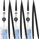 Teskyer 3 Pack Retractable Lanyards for ID Badges, Thick Clear Plastic ID Badge Holder with Lanyard and Badge Reel Clip for Name Work Cards, Cruise Ship Cards - Black