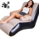 KAERMU Inflatable Deck Chair with Air Pump, Foldable Lounge Chair for Bedroom and Living Room, Indoor Sofa Lounge with Handrails(Brown)