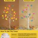 2 Pack Easter Birch Tree with Light, USB or Batteries Operated with Timer, Artificial Tree Light 24 inch with 36 Eggs Indoor Hanging Ornaments for Easter Party Decoration