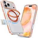 TORRAS 360 Magnetic Stand for iPhone 17 Pro Max Case, [Fit for MagSafe] [Military-Grade Protection] Slim Case for iPhone 17 Pro Max 6.9" 2025, Clear-Orange, Ostand O3 Fitness Series