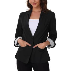 Allegra K Blazer for Women Casual Long Sleeve Lightweight Spring Summer 2025 Work Business Linen Blazers Jackets (X-Small)