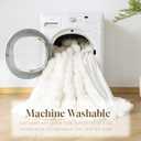 OMERAI Faux Fur Throw Blanket for Couch, Soft Fleece Blanket Queen Size, Warm Bubble Fuzzy Throw Blankets for Bed, Cozy Plush Reversible Beige Blanket, Luxury Decorative Blankets, 90x90