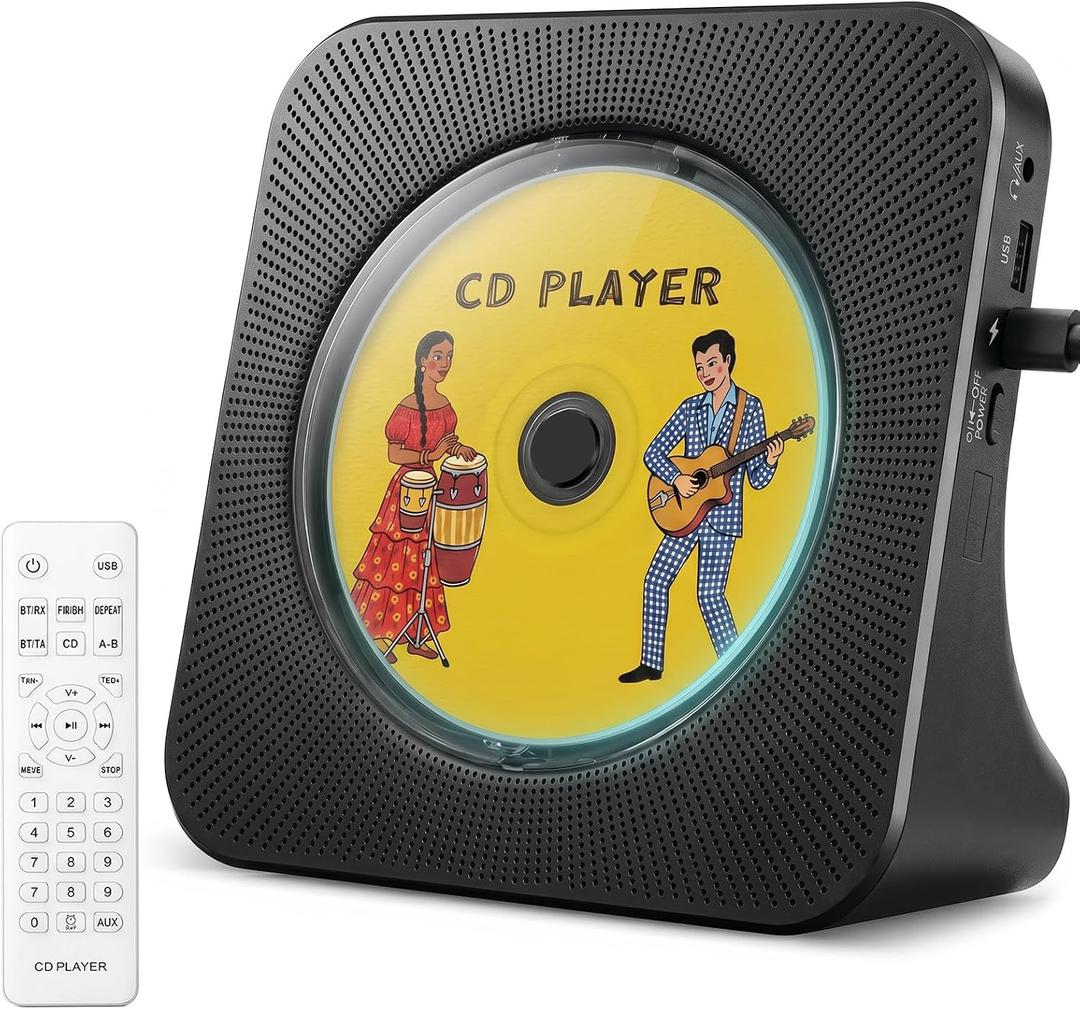 Gueray CD Player Portable Bluetooth Desktop CD Player for Home (Black)