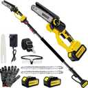 2-in-1 Electric Pole Saw for Tree Trimming,1200W Brushless Cordless Pole Saw & 6 Inch Mini Chainsaw with 2 x 4.0Ah 21V Batteries,16 FT Max Reach & Multi-Angle, Tree Trimmer for Branch Cutting.