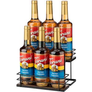 Coffee Syrup Organizer Rack, 2 Tier Syrup Holder for Coffee bar Syrup Storage,Kitchen Condiment Organization and Wine Display(6 Bottle Capacity).