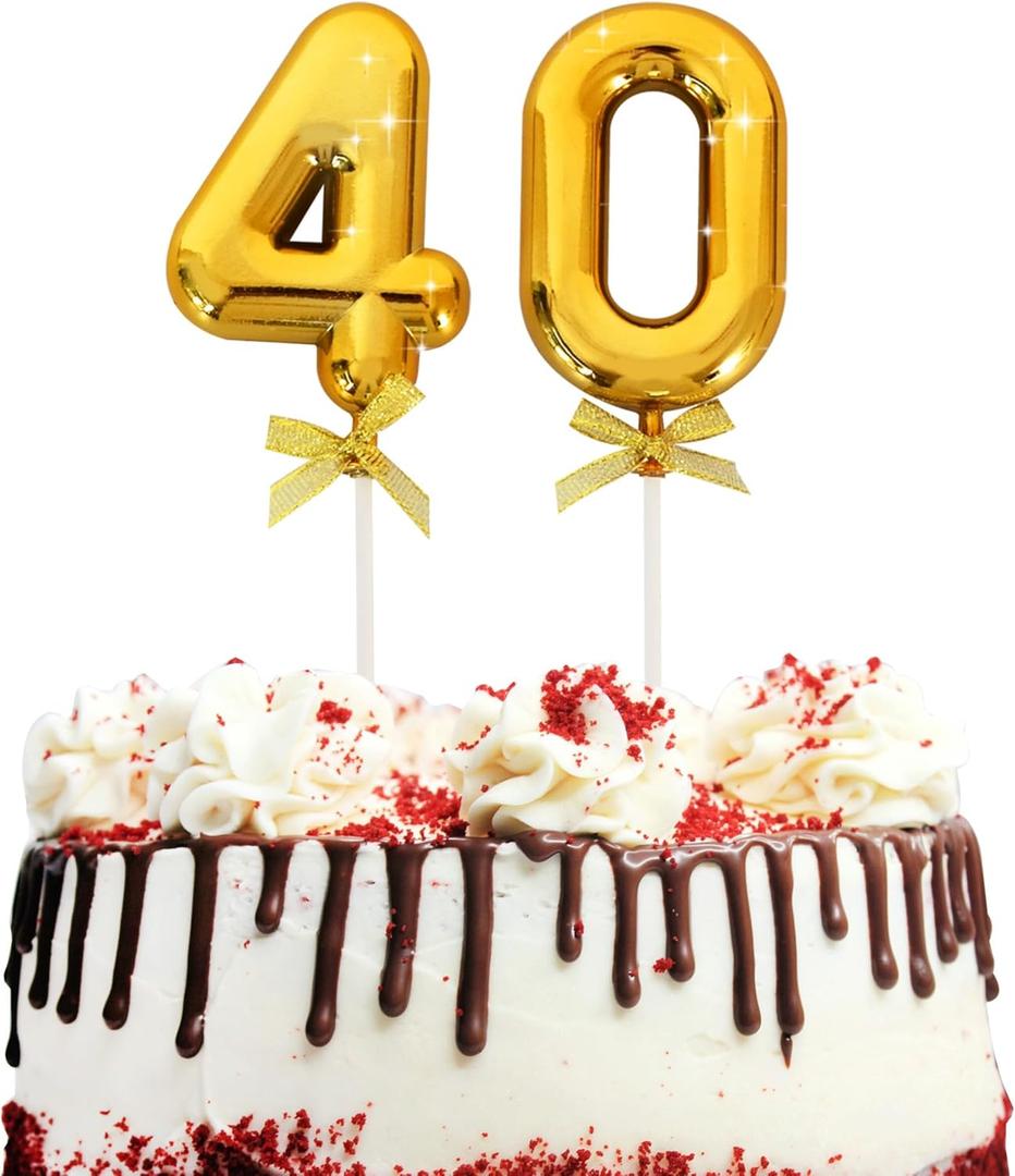 BEISHIDA 3D Number Cake Topper Gold 40 Numbers Happy 40th Birthday Cake Toppers for 40th Wedding Anniversary Birthday Decorations