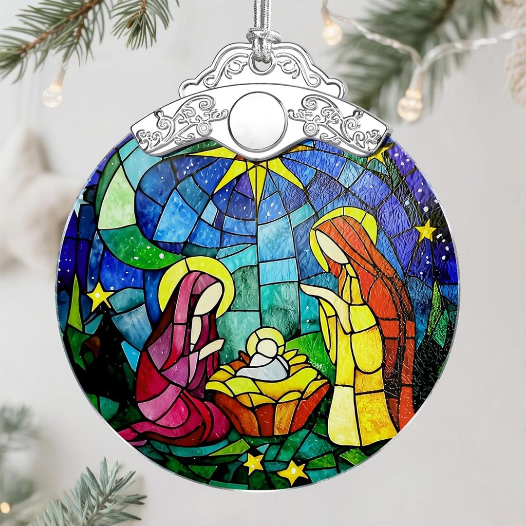 2 x Christmas Ornament, Christmas Tree Decor, Christian Ornament, Nativity Scene, Religious Home Decor, Christian Gifts, Religious Gifts, Gift Exchange, Gift Idea - Pattern C