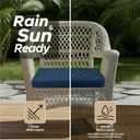 Outdoor Chair Cushions, Water-Resistant & Fade-Resistant, Patio Furniture Square Seat Replacement Chair Pads with Ties, Removable Cover, Non-Slip Bottom, Set of 6, 24 x 24 Inch, Navy Blue