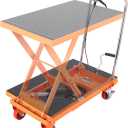 VEVOR TF23 Hydraulic Lift Table Cart, 500lbs Capacity 28.5" with 4 Wheels and Non-Slip Pad, for Material Handling and Transportation, Orange