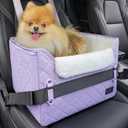 PETSFIT Dog Car Seats for Small Dogs – Patented Safety Buckles – Safety Tether – Foldable Travel Cat Car Seat Reduces Anxiety & Road Trips – Stable Frame, Fits Front/Back Seat (Lavender Purple)