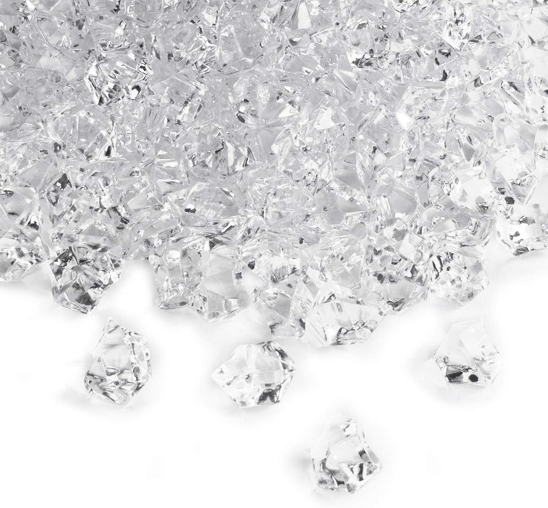 Super Z Outlet 3 Pound Bag Clear Fake Ice Cubes Acrylic Rock Diamond Crystals Treasure Crushed Gems for Vase Fillers, Table Scatter, Birthday Decoration Favor, Event, Wedding, Arts & Crafts