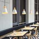 2 Pack Pendant Lights, White Pendant Lights Kitchen Island,Wood Dome Minimalist Industrial Ceiling Hanging Lights for Kitchen Island, Barn, Dining Room, Living Room, Bedroom