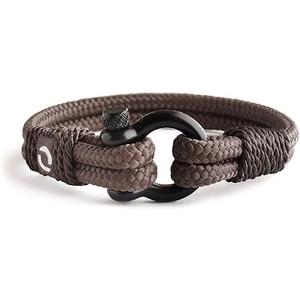 Mens Rope Bracelet - Stainless Steel Black Shackle, Extremely Durable and Scratch Resistant Waterproof Paracord, Handmade, Nautical Wristband for Men