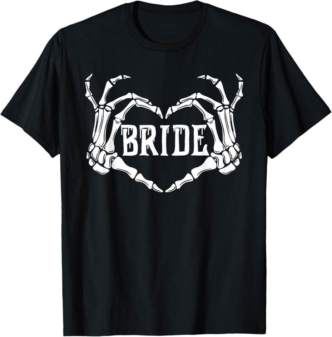 Spooky Bride Skeleton Hands Halloween Engagement Wedding T-Shirt