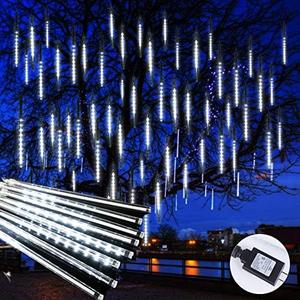 Brightown Christmas Lights Outdoor, 16 Inch 10 Tube Meteor Shower Lights Outdoor, 360 LED Icicle Light,Hanging Falling Rain Light for Tree Outside Holiday Xmas Decoration,White