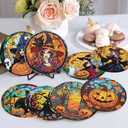 croshom 8 Pieces Halloween Diamond Art Coasters Kit, Halloween Diamond Painting Coasters, Diamonds Art Painting Kits,5D DIY Full Drill Diamonds Arts Kits for Adults Gift & Home Decor