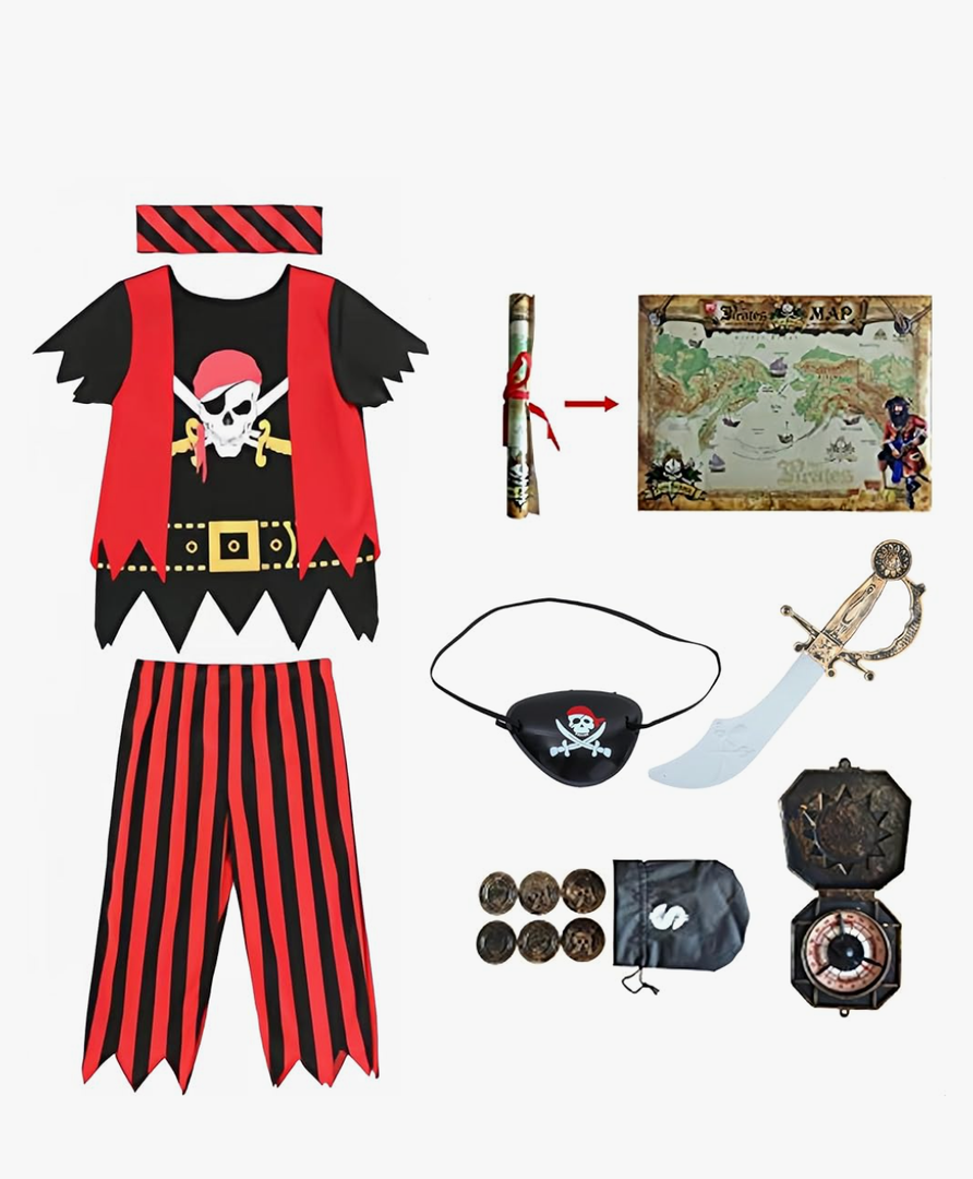 Kids Pirate Costume,Pirate Role Play Dress Up Set,  7-8 years