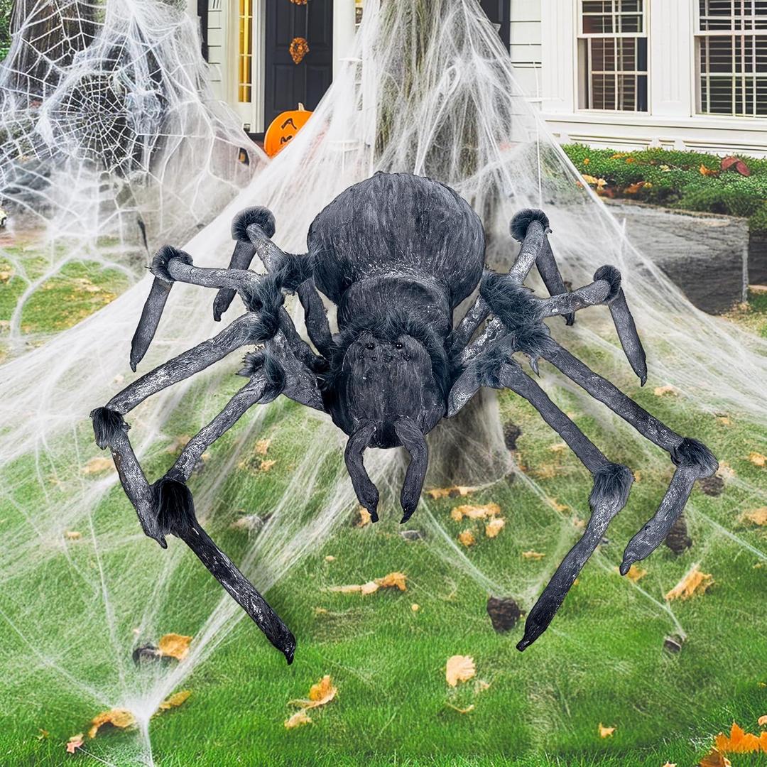 JOYIN Halloween Outdoor Decorations Giant Spider, 45 Scary Large Spider Halloween Decor Outside, Indoor Party Supplies, Yard Lawn Garden Haunted House Prop