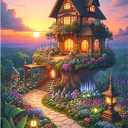 Puzzles for Adults 1000 Pieces, Jigsaw Puzzles Challenging Night Game, Fairytale House Puzzles Interlock Perfectly No Dust for House Decoration, Birthday Party Holiday Toy for Parents Kids