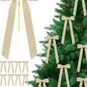 12 Pcs Velvet Ribbon Bows Decorations,White Christmas Ornaments for Tree Home Thanksgiving Party Front Door Wreath Holiday Decor