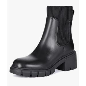 Athlefit Women's Chelsea Boots Fashion Slip on Platform Ankle Boots Lug Sole Chunky Booties, 8