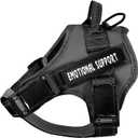 voopet Service Dog Harness, Emotional Support Pet Vest Harness, Reflective Breathable and Adjustable No-Pull ESA Dog Harness for Small Medium Large Dogs (with 4 PCS Removeable Tags) (Small (Pack of 1), Black)