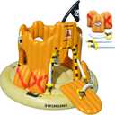 SWIMLINE Giant Inflatable Pirate Castle Pool Float For Kids And Adults Size| Floating Kingdom Raft Lounger Combo With Gate Shield Windows & Accessories For Pools Lakes Beach | Fits Up To 4 People