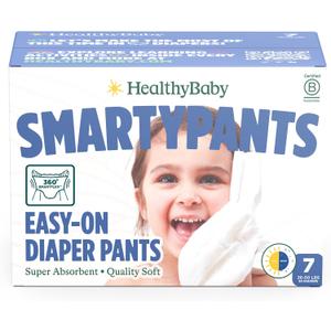 HealthyBaby Size 7 Pull Up Style Training Pants (30 Count) Easy Pull-On & Tear-Away Design for Potty Training Leak Protection for Active Toddlers EWG-Verified Safe, Plant-Based
